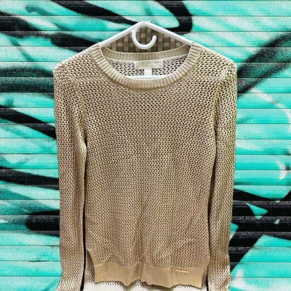 Michael Kors metallic Gold Shimmer knit sweater XS - Picture 1 of 13